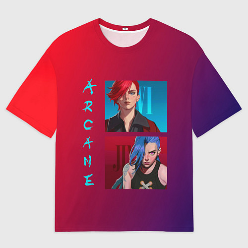 Мужская футболка оверсайз Вай и Джинкс Аркейн / 3D-принт – фото 1