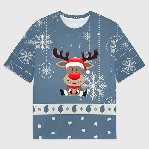 Мужская футболка оверсайз New Years Deer / 3D-принт – фото 1