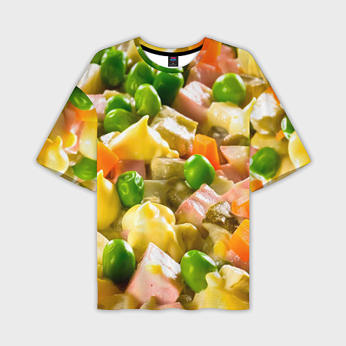 Мужская футболка оверсайз Весь в оливье / 3D-принт – фото 1