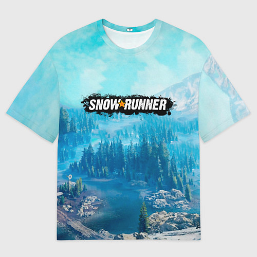 Мужская футболка оверсайз SnowRunner СноуРаннер логотип / 3D-принт – фото 1