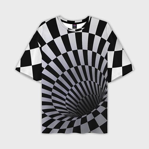 Мужская футболка оверсайз Оптическая Иллюзия, черно-белая / 3D-принт – фото 1
