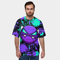 Футболка оверсайз мужская GEOMETRY DASH NEON DEMON LEVELS, НЕОНОВЫЕ БРЫЗГИ К, цвет: 3D-принт — фото 2