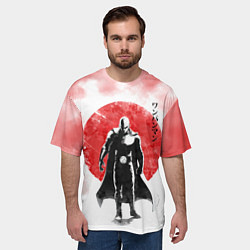 Футболка оверсайз мужская Сайтама красный дым One Punch-Man, цвет: 3D-принт — фото 2