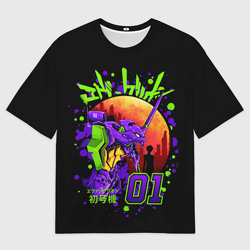 Мужская футболка оверсайз Евангелион - Neon Genesis Evangelion / 3D-принт – фото 1