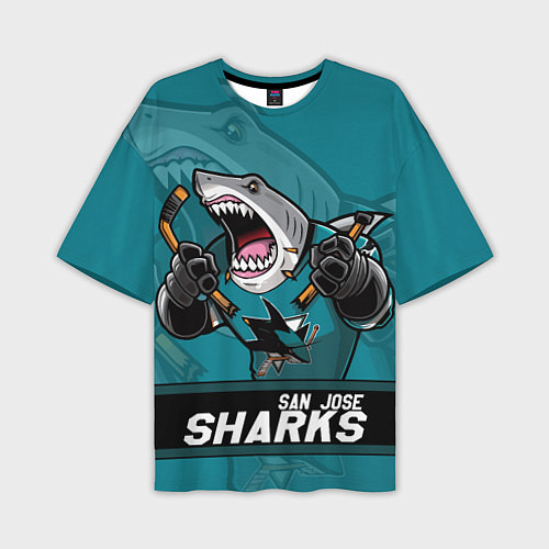 Мужская футболка оверсайз San Jose Sharks, Сан Хосе Шаркс / 3D-принт – фото 1