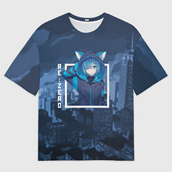 Мужская футболка оверсайз Рем с ушками, Re: zero Жизнь с нуля в альтернативн