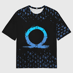 Футболка оверсайз мужская БОГ ВОЙНЫ СИМВОЛ КРАТОСА, РУНЫ GOD OF WAR, цвет: 3D-принт