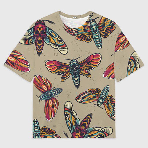Мужская футболка оверсайз Мотыльки-черепа / 3D-принт – фото 1