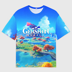 Мужская футболка оверсайз МИР ГЕНШИН ИМПАКТ WORLD GENSHIN IMPACT