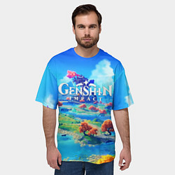 Футболка оверсайз мужская МИР ГЕНШИН ИМПАКТ WORLD GENSHIN IMPACT, цвет: 3D-принт — фото 2