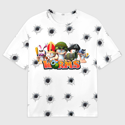 Мужская футболка оверсайз Wormsчервяки / 3D-принт – фото 1