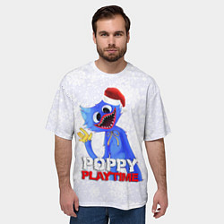 Футболка оверсайз мужская НОВОГОДНИЙ ПОППИ ПЛЕЙТАЙМ, СНЕЖИНКИ, цвет: 3D-принт — фото 2