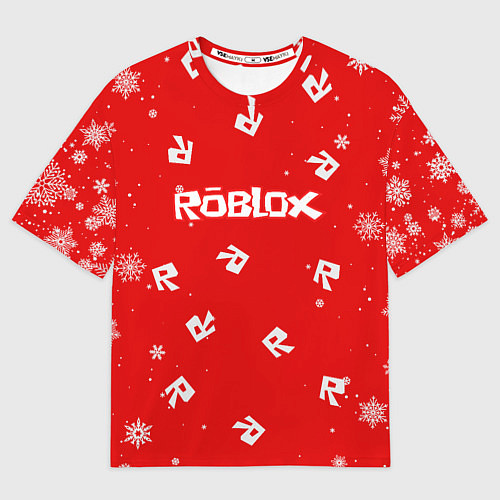 Мужская футболка оверсайз НОВОГОДНИЙ СВИТЕР ROBLOX РОБЛОКС НОВЫЙ ГОД 2022 / 3D-принт – фото 1
