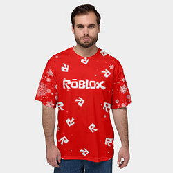 Футболка оверсайз мужская НОВОГОДНИЙ СВИТЕР ROBLOX РОБЛОКС НОВЫЙ ГОД 2022, цвет: 3D-принт — фото 2