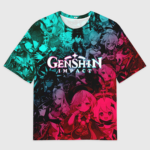 Мужская футболка оверсайз GENSHIN IMPACT NEON HEROES ГЕНШИН ИМПАКТ НЕОН ГЕРО / 3D-принт – фото 1