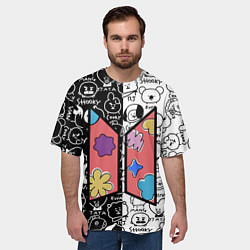 Футболка оверсайз мужская Permission To Dance SPLIT BT21, цвет: 3D-принт — фото 2