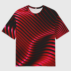 Футболка оверсайз мужская Волны красного металла, цвет: 3D-принт