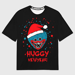 Футболка оверсайз мужская Huggy New Year - Poppy Playtime новогодний Хагги В, цвет: 3D-принт