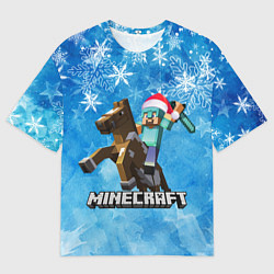 Мужская футболка оверсайз НОВЫЙ ГОД В МАЙНКРАФТ, СНЕЖИНКИ, 2022