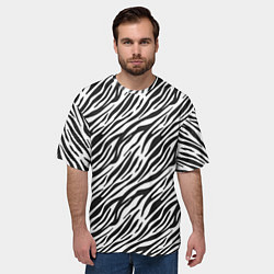 Футболка оверсайз мужская Чёрно-Белые полоски Зебры, цвет: 3D-принт — фото 2