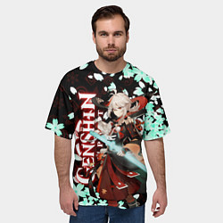Футболка оверсайз мужская КАДЗУХА ГЕНШИН ИМПАКТ САКУРА, цвет: 3D-принт — фото 2