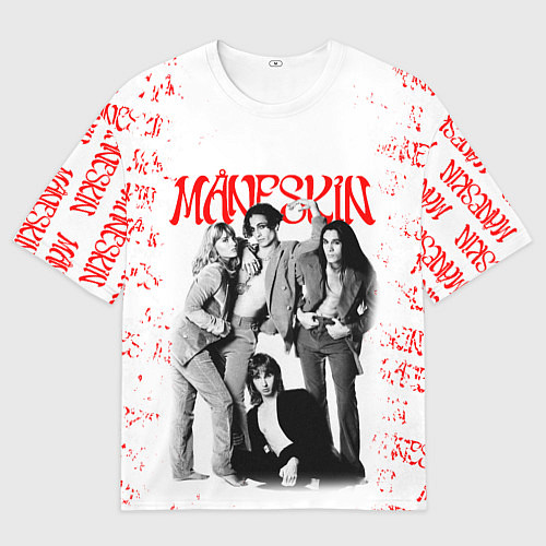 Мужская футболка оверсайз MANESKIN POSTER СОСТАВ ГРУППЫ / 3D-принт – фото 1