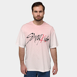Футболка оверсайз мужская Stray kids лого, K-pop ромбики, цвет: 3D-принт — фото 2