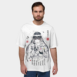Футболка оверсайз мужская Безумный азарт - Юмэко Джабами иероглифы, цвет: 3D-принт — фото 2
