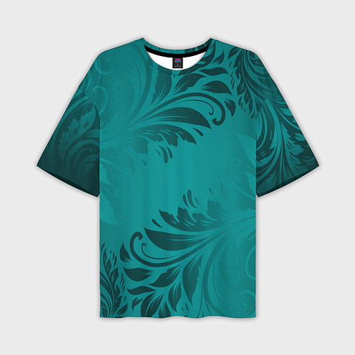 Мужская футболка оверсайз Малахитовые листья / 3D-принт – фото 1