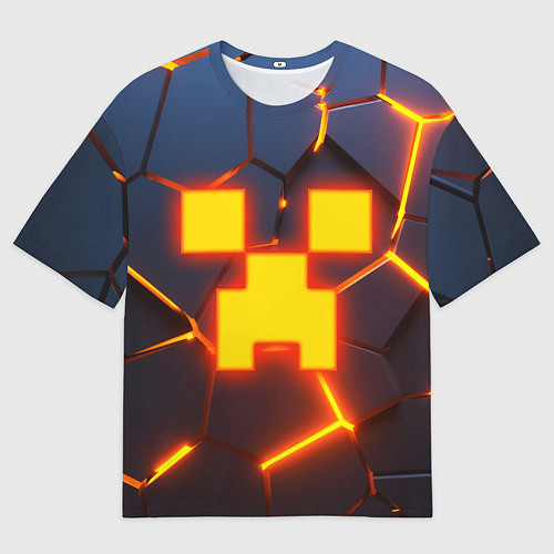 Мужская футболка оверсайз ОГНЕННЫЙ КРИПЕР 3D ПЛИТЫ FIRE CREEPER / 3D-принт – фото 1