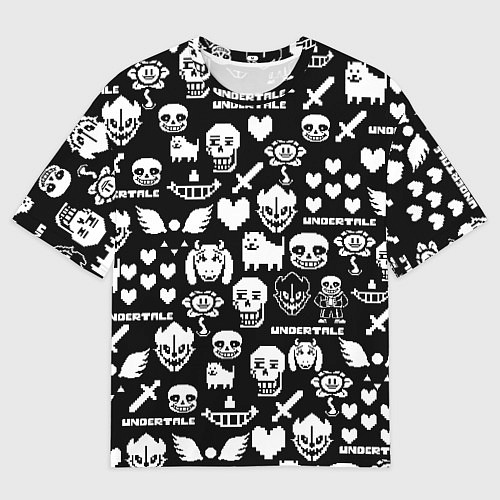 Мужская футболка оверсайз UNDERTALE PATTERN БЕЛЫЙ / 3D-принт – фото 1