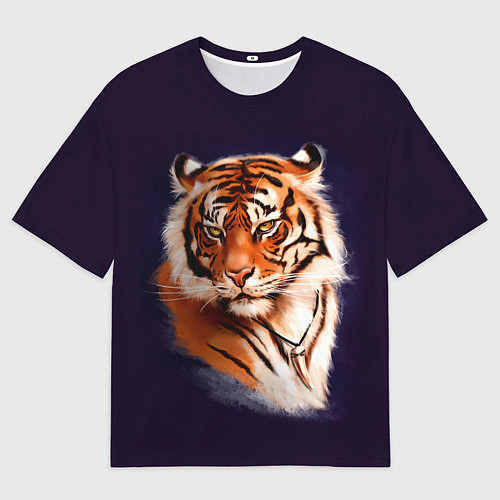 Мужская футболка оверсайз Грозный Тигр Символ 2022 Года Tiger Beast / 3D-принт – фото 1