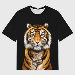 Мужская футболка оверсайз Пушистый Тигр Во Тьме Символ 2022 года
