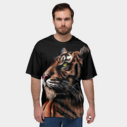 Футболка оверсайз мужская Тигр в Темноте Взгляд Вверх, цвет: 3D-принт — фото 2