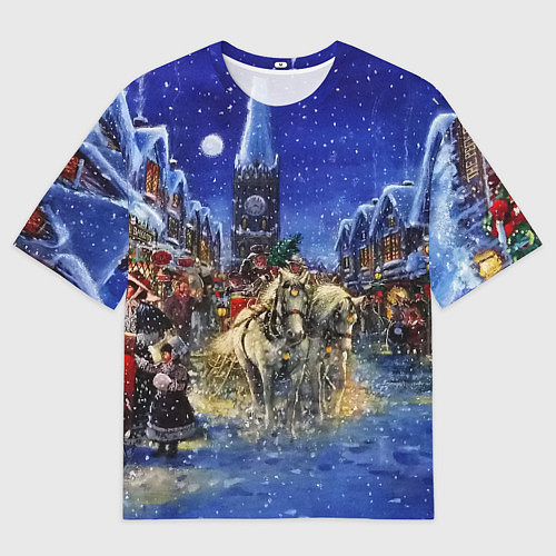 Мужская футболка оверсайз НОВОГОДНЯЯ АТМОСФЕРА НОВЫЙ ГОД 2022 / 3D-принт – фото 1