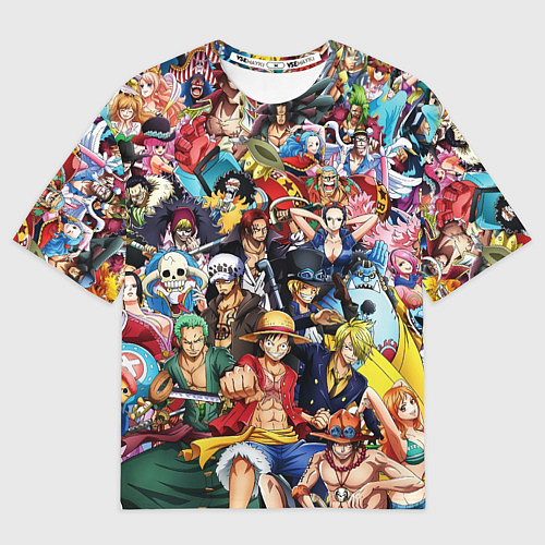 Мужская футболка оверсайз ВСЕ ГЕРОИ АНИМЕ ВАН ПИС ALL HEROES ONE PIECE / 3D-принт – фото 1