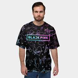 Футболка оверсайз мужская NEON BLACKPINK АВТОГРАФЫ, цвет: 3D-принт — фото 2