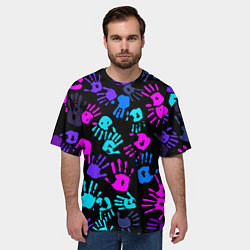 Футболка оверсайз мужская Следы неоновых рук, цвет: 3D-принт — фото 2