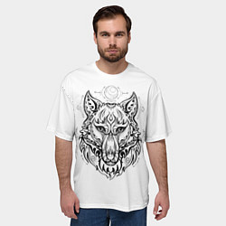 Футболка оверсайз мужская Волчий портрет, цвет: 3D-принт — фото 2