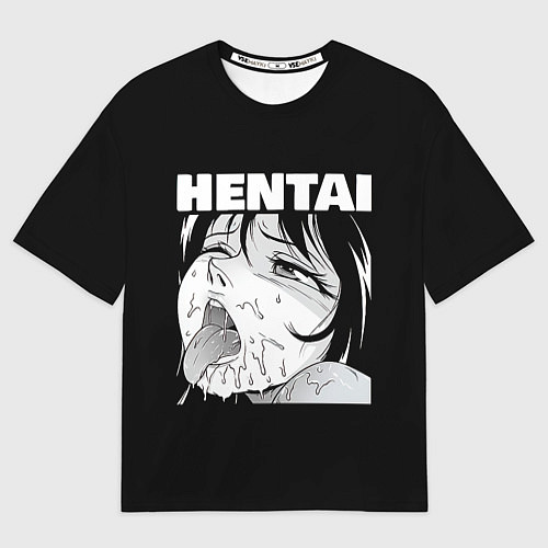Мужская футболка оверсайз HENTAI девочка ahegao / 3D-принт – фото 1