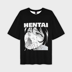 Футболка оверсайз мужская HENTAI девочка ahegao, цвет: 3D-принт