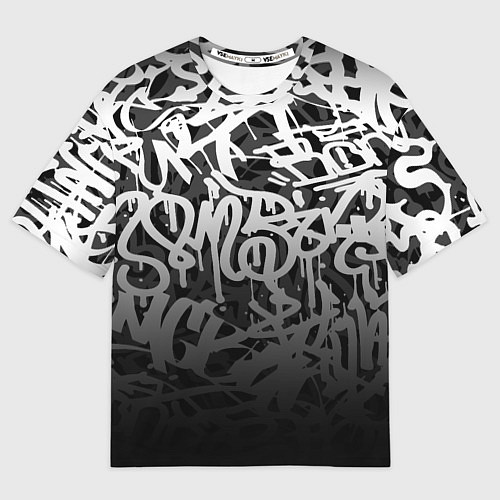 Мужская футболка оверсайз GRAFFITI WHITE TAGS ГРАФФИТИ / 3D-принт – фото 1
