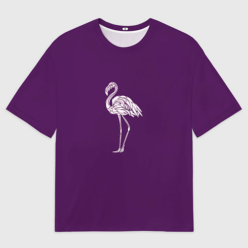 Мужская футболка оверсайз Фламинго в сиреневом / 3D-принт – фото 1