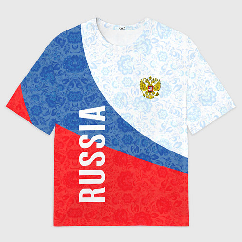 Мужская футболка оверсайз RUSSIA SPORT STYLE РОССИЯ СПОРТИВНЫЙ СТИЛЬ / 3D-принт – фото 1