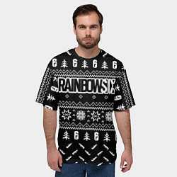 Футболка оверсайз мужская ЧЁРНЫЙ СВИТЕР RAINBOW SIX SIEGE НОВОГОДНИЙ 2022, цвет: 3D-принт — фото 2