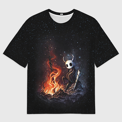 Мужская футболка оверсайз HOLLOW KNIGHT У КОСТРА / 3D-принт – фото 1