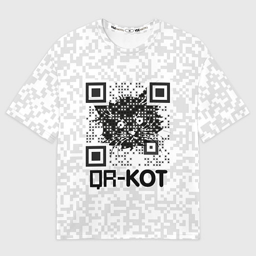 Мужская футболка оверсайз QR код котик / 3D-принт – фото 1