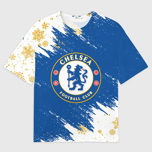 Мужская футболка оверсайз НОВОГОДНИЙ ЧЕЛСИ, CHELSEA НОВЫЙ ГОД / 3D-принт – фото 1