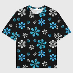 Футболка оверсайз мужская Снежинки Черепа черный, цвет: 3D-принт