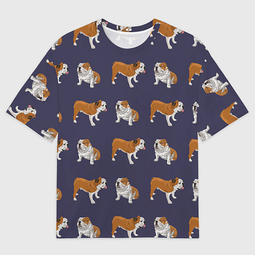Мужская футболка оверсайз Английские бульдоги паттерн / 3D-принт – фото 1